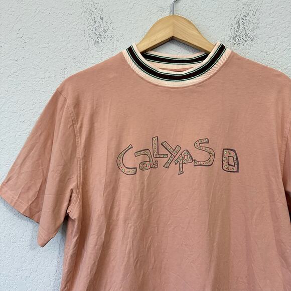 NICHOLAS DALEY Crew Neck T-Shirt Apricot Calypso Graphic SS Tee Cotton - Picture 4 of 9